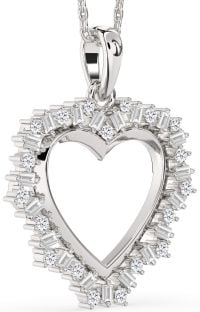 Large Diamond White Gold Heart Necklace