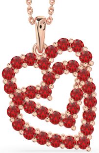 Ruby Rose Gold Heart Necklace
