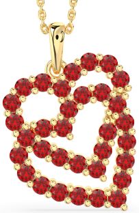 Ruby Gold Heart Necklace