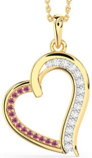 Diamond & Pink Tourmaline Gold Heart Necklace