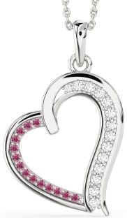 Diamond & Pink Tourmaline Platinum Heart Necklace