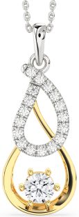 Large Diamond Silver & 10K gold Teardrop Infinity Necklace