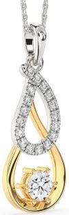 Large Diamond Silver & 10K gold Teardrop Infinity Necklace