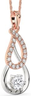 Large Diamond White Rose Gold Teardrop Infinity Necklace