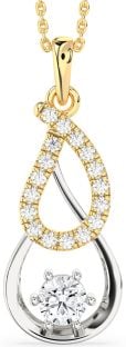 Large Diamond White Yellow Gold Teardrop Infinity Necklace