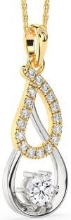 Large Diamond White Yellow Gold Teardrop Infinity Necklace