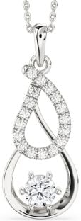 Large Diamond White Gold Teardrop Infinity Necklace