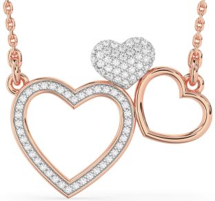 Large Diamond Rose Gold Heart Necklace