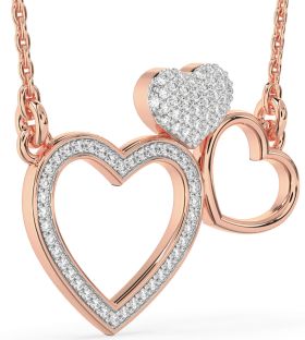 Large Diamond Rose Gold Heart Necklace