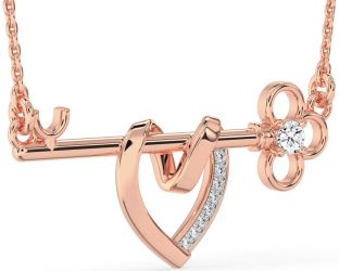 Large Diamond Rose Gold Heart Necklace