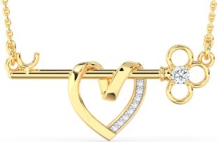 Large Diamond Gold Heart Necklace