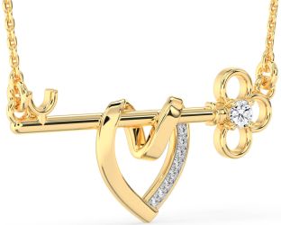 Large Diamond Gold Heart Necklace