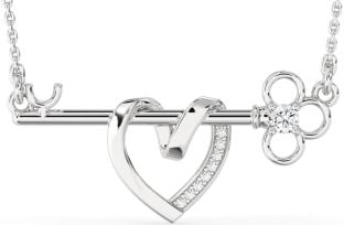 Large Diamond White Gold Heart Necklace