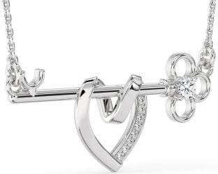 Large Diamond White Gold Heart Necklace