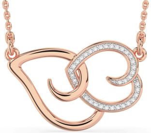 Large Diamond Rose Gold Heart Necklace
