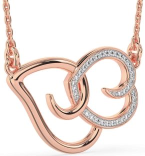 Large Diamond Rose Gold Heart Necklace
