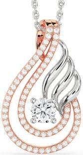 Diamond Silver & 10K Rose Gold Teardrop Necklace