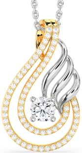 Diamond Silver & 10K gold Teardrop Necklace