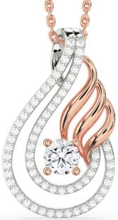Diamond Platinum & Rose Gold Teardrop Necklace