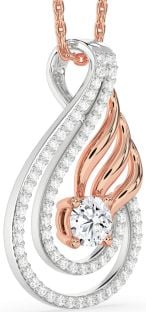 Diamond Platinum & Rose Gold Teardrop Necklace