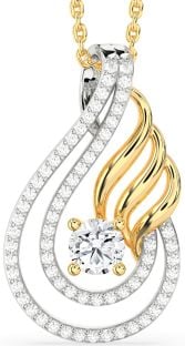 Diamond White Yellow Gold Teardrop Necklace