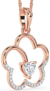 Diamond Rose Gold Heart Flower Necklace