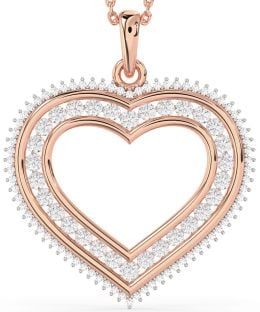 Large Diamond Rose Gold Heart Necklace