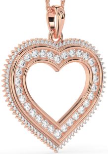 Large Diamond Rose Gold Heart Necklace