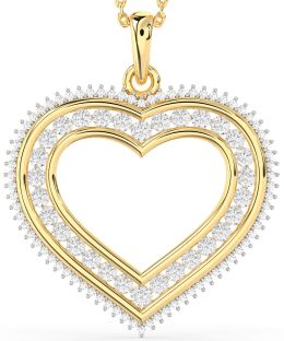 Large Diamond Gold Heart Necklace