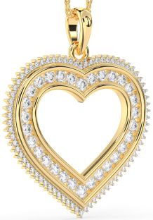 Large Diamond Gold Heart Necklace