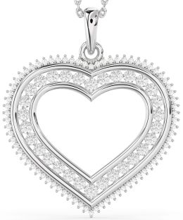 Large Diamond White Gold Heart Necklace