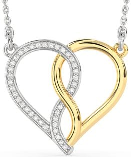 Diamond Silver & 10K gold Heart Infinity Necklace