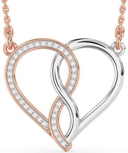 Diamond Platinum & Rose Gold Heart Infinity Necklace