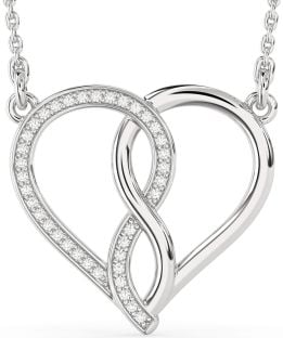 Diamond Silver Heart Infinity Necklace