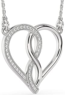 Diamond White Gold Heart Infinity Necklace