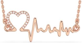 Large Diamond Rose Gold Heart Necklace
