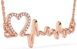 Large Diamond Rose Gold Heart Necklace