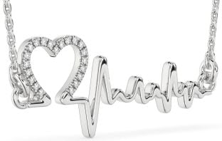 Large Diamond White Gold Heart Necklace