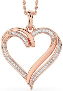 Large Diamond Rose Gold Heart Necklace