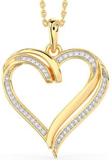 Large Diamond Gold Heart Necklace