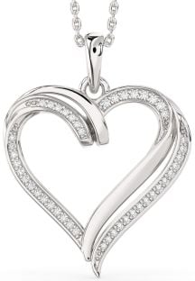 Large Diamond Silver Heart Necklace