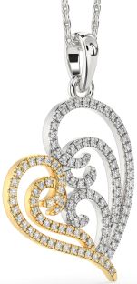 Diamond White Yellow Gold Heart Necklace