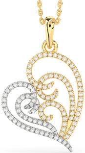 Diamond White Yellow Gold Heart Necklace