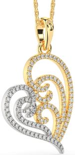 Diamond White Yellow Gold Heart Necklace