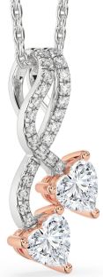 Diamond Silver & 10K Rose Gold Heart Necklace