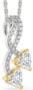 Diamond Silver & 10K gold Heart Necklace