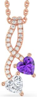 Diamond Rose Gold Silver Heart Necklace