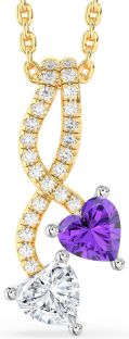 Diamond Gold Silver Heart Necklace
