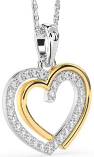 Diamond White Yellow Gold Heart Necklace