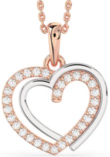 Diamond Platinum & Rose Gold Heart Necklace